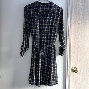 👗Doe & Rae Brown and Blue Plaid Dress